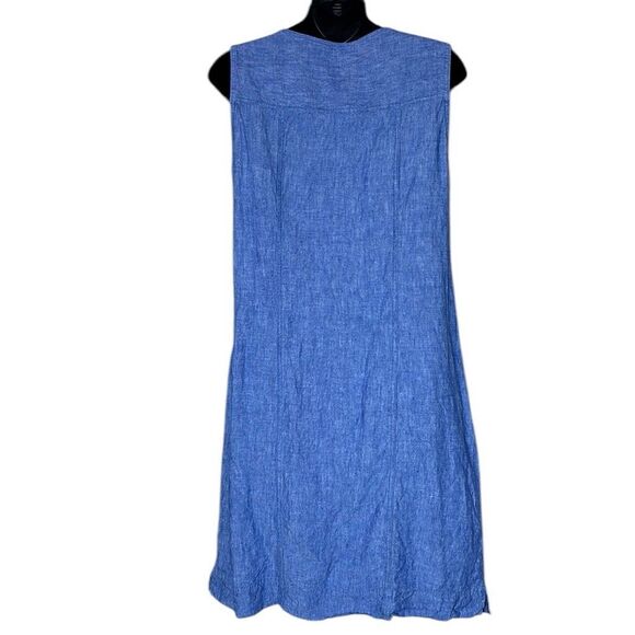 Boden women’s 12L 100% linen chambray tank dress v front patch pockets - Picture 4 of 6